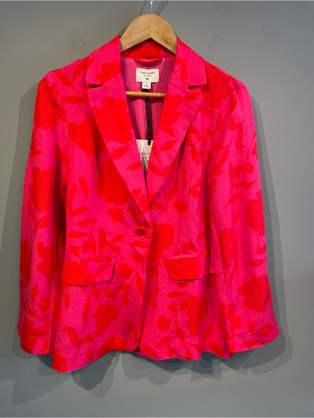 kate spade Pink and Red Floral Notch Lapel Blazer